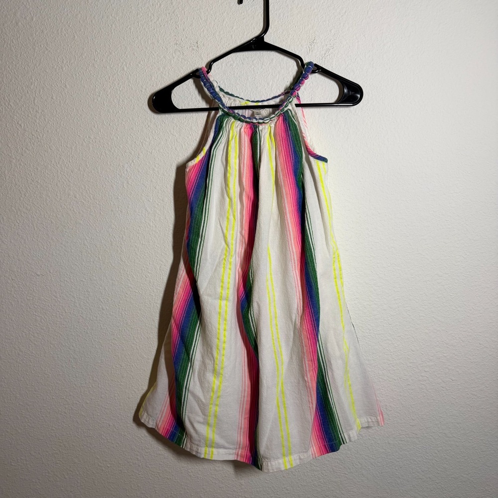 Jessica Simpson Halter Dress Womens XL Multicolor Vertical Striped Pom Pom Trim